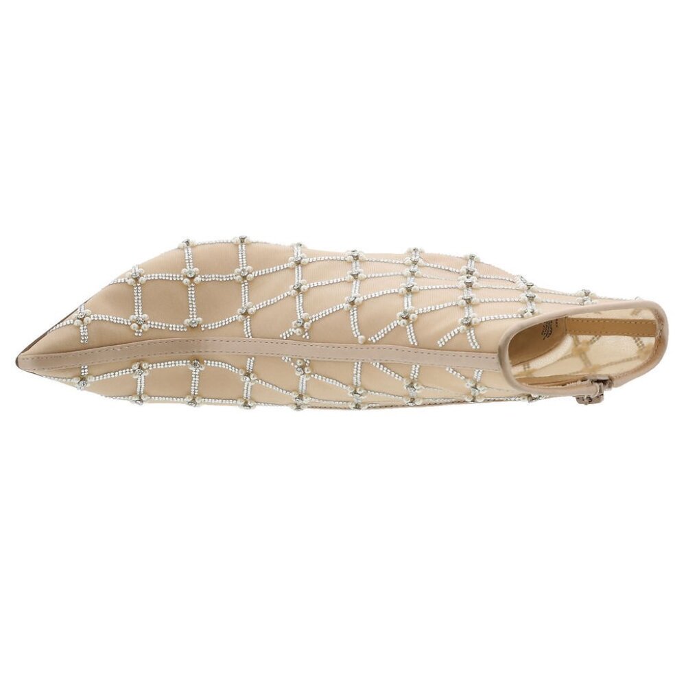 Betsey Johnson Women's Lark Mesh Embellished Stiletto Bootie Nude - Picture 3 of 7